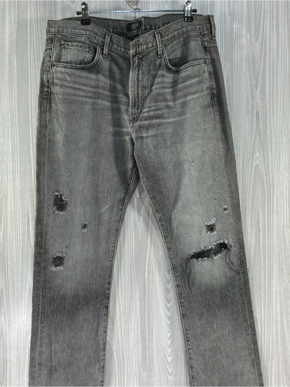 AGOLDE Jeans Denise Slim Boyfriend Straight Distressed Black Gray Pants Size 30